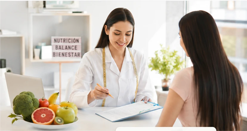 Consulta de nutrición con profesional y paciente